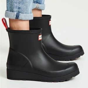 HUNTER womens origionally play short boots black size 38